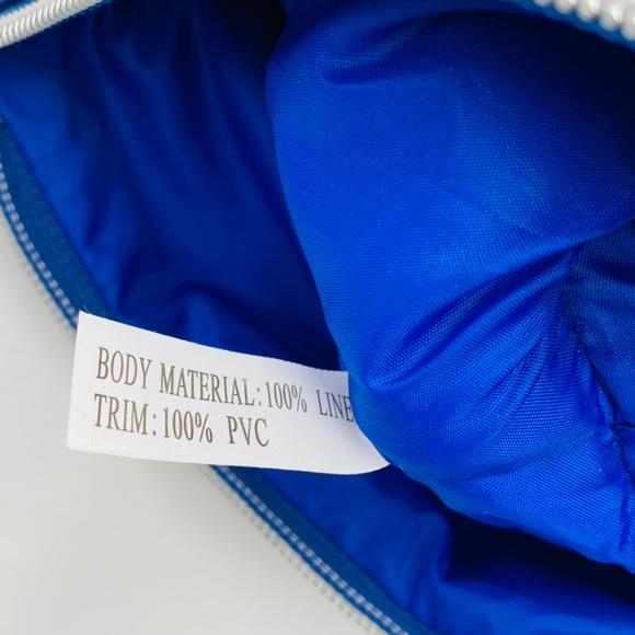 Nordstrom Linen Blue Tan Striped Clutch Zipper Closure Nautical Spring Summer - Picture 7 of 7